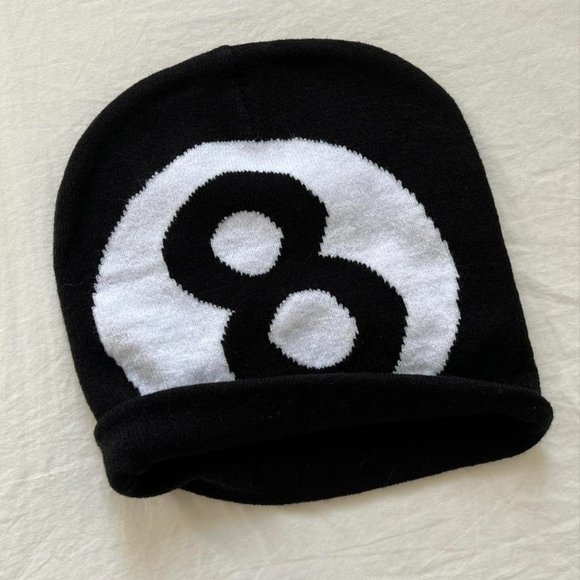Y2K 2000s grunge black classic 8 ball beanie - Picture 5 of 8